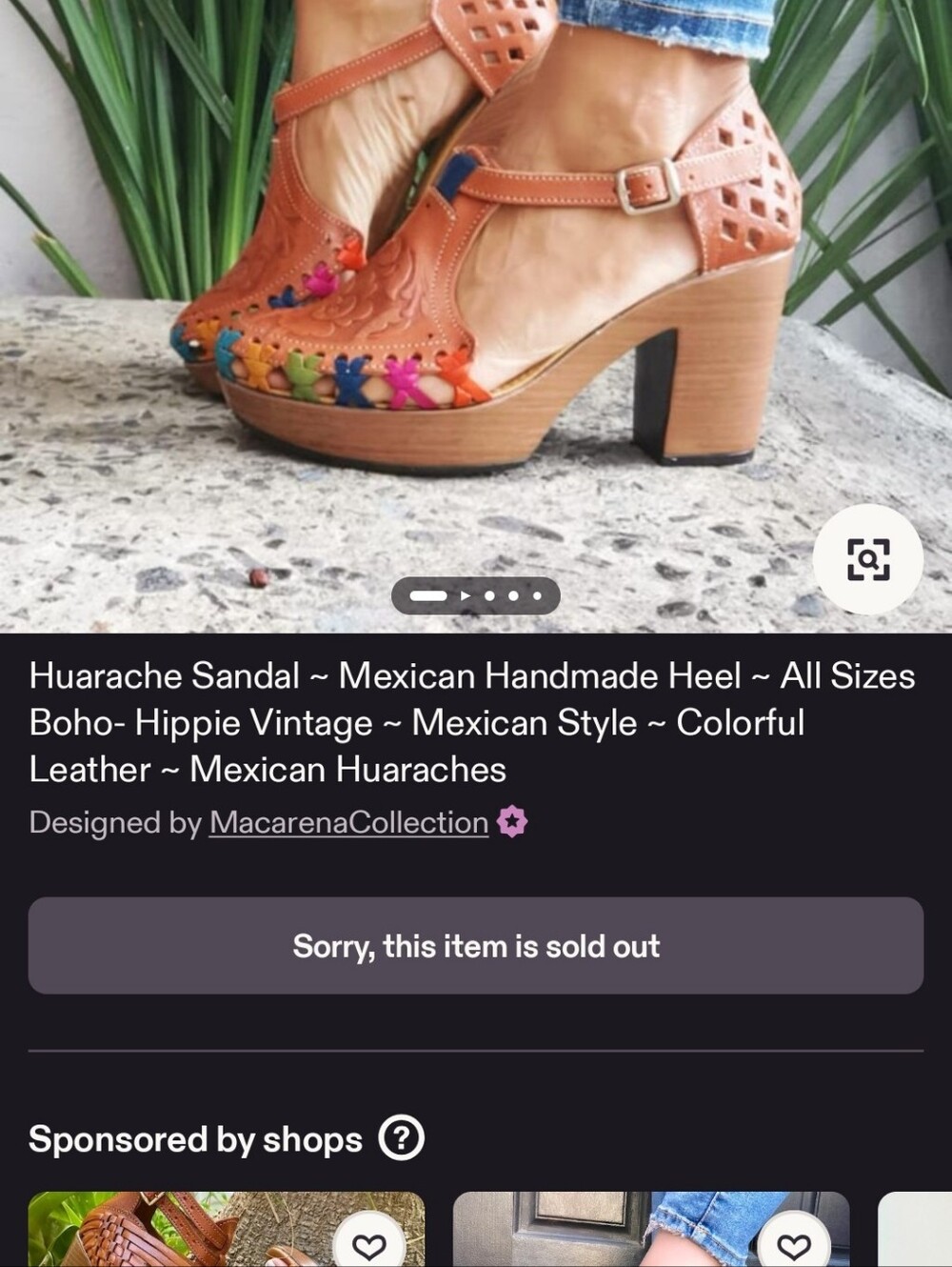 Handmade Tan Leather Huarache Heel Sandals with Colorful Accents